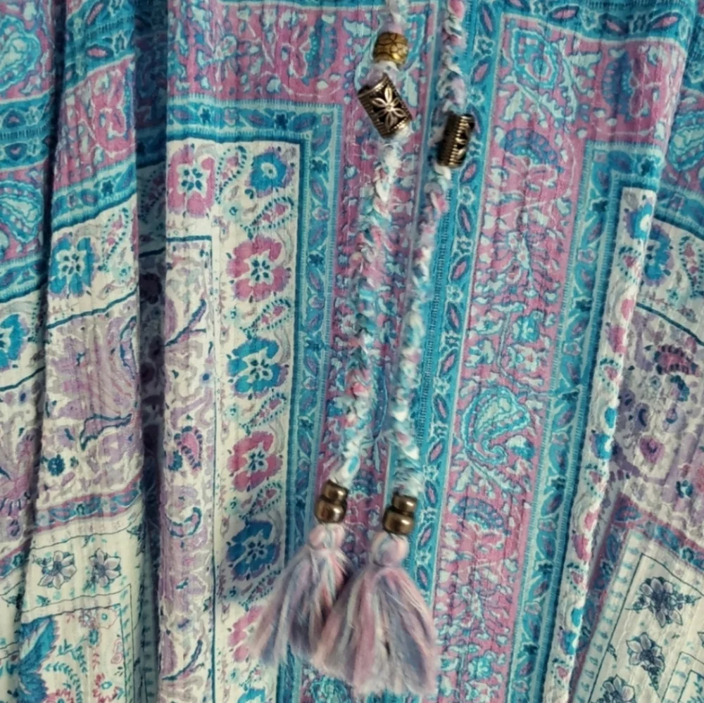 Zara * Printed Blue Maxi Midi Flowy Boho Dress Size S - Picture 10 of 12